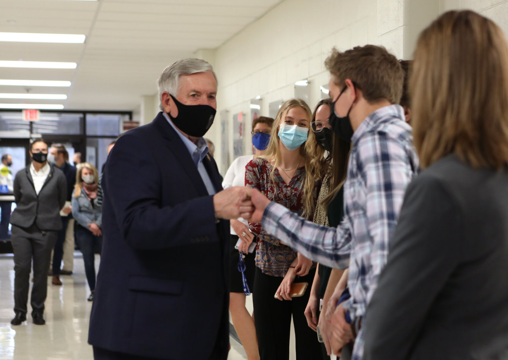 Gov. Parson Fist-Bumps a Student